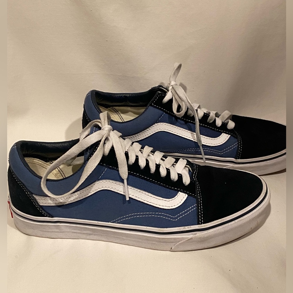 💙 Vans Old Skool Navy/White Low Sneakers – Suede & Canvas, Men’s Size 9 - Picture 4 of 11